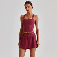 YR Tennis Skirt Set Dark Red Bali Indonesia