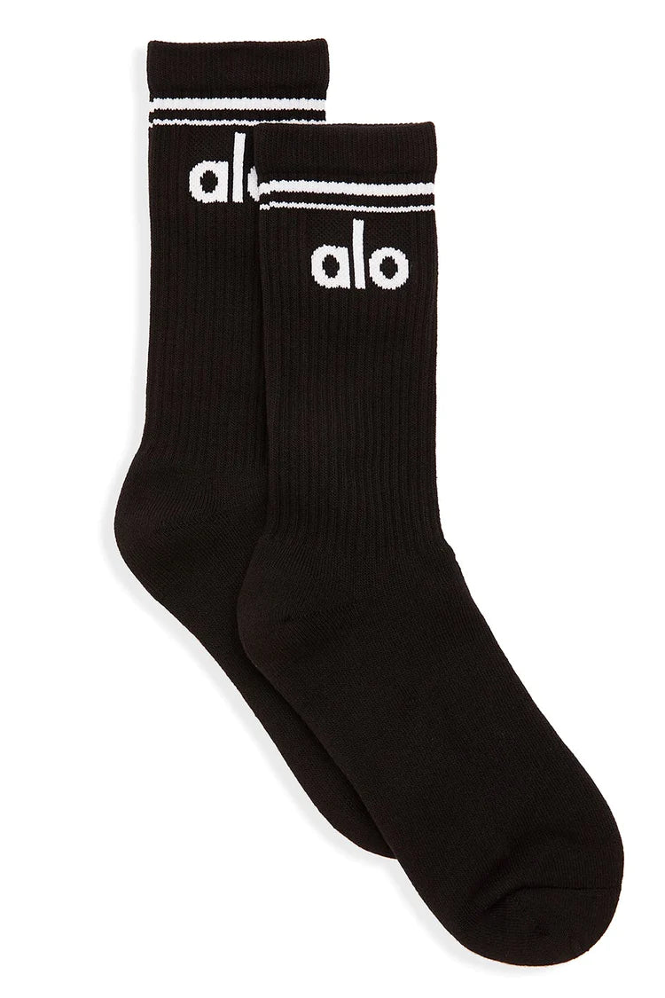 Alo Yoga MEDIUM Unisex Throwback Sock - Black/White
