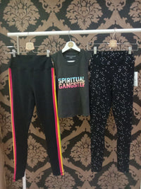 Legging Pinggang Tinggi Esensial Kecil Gangster Spiritual - Cetakan Aktif Langit Malam