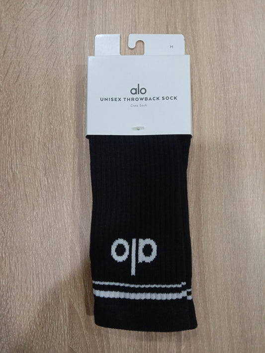 Alo Yoga MEDIUM Unisex Throwback Sock - Hitam/Putih