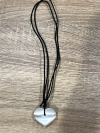 Soulcielite Selenite Heart Crystal Necklace black strap at Yoga Republik Canggu Bali