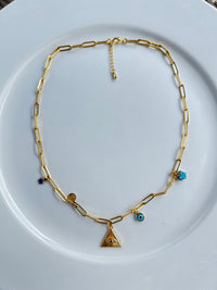See No Evil Turkish evil eye link chain necklaces at Yoga Republik Canggu Bali