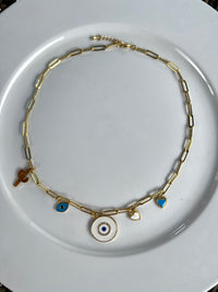 See No Evil Turkish evil eye link chain necklaces at Yoga Republik Canggu Bali