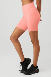 Alo Yoga 7" High-Waist Biker Short - Strawberry Lemonade
