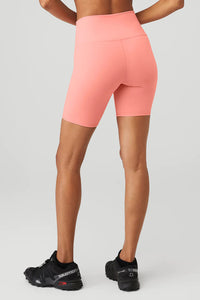 Alo Yoga 7" High-Waist Biker Short - Strawberry Lemonade