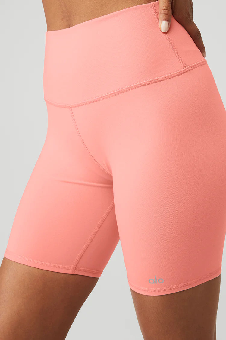 Alo Yoga 7" High-Waist Biker Short - Strawberry Lemonade
