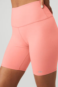 Alo Yoga 7" High-Waist Biker Short - Strawberry Lemonade