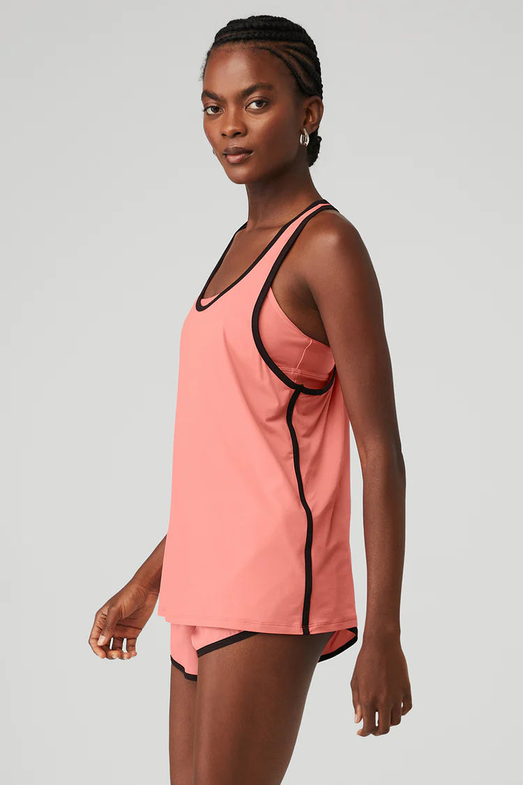Alo Yoga XS Ivy League Tank - Strawberry Lemonade/Black
