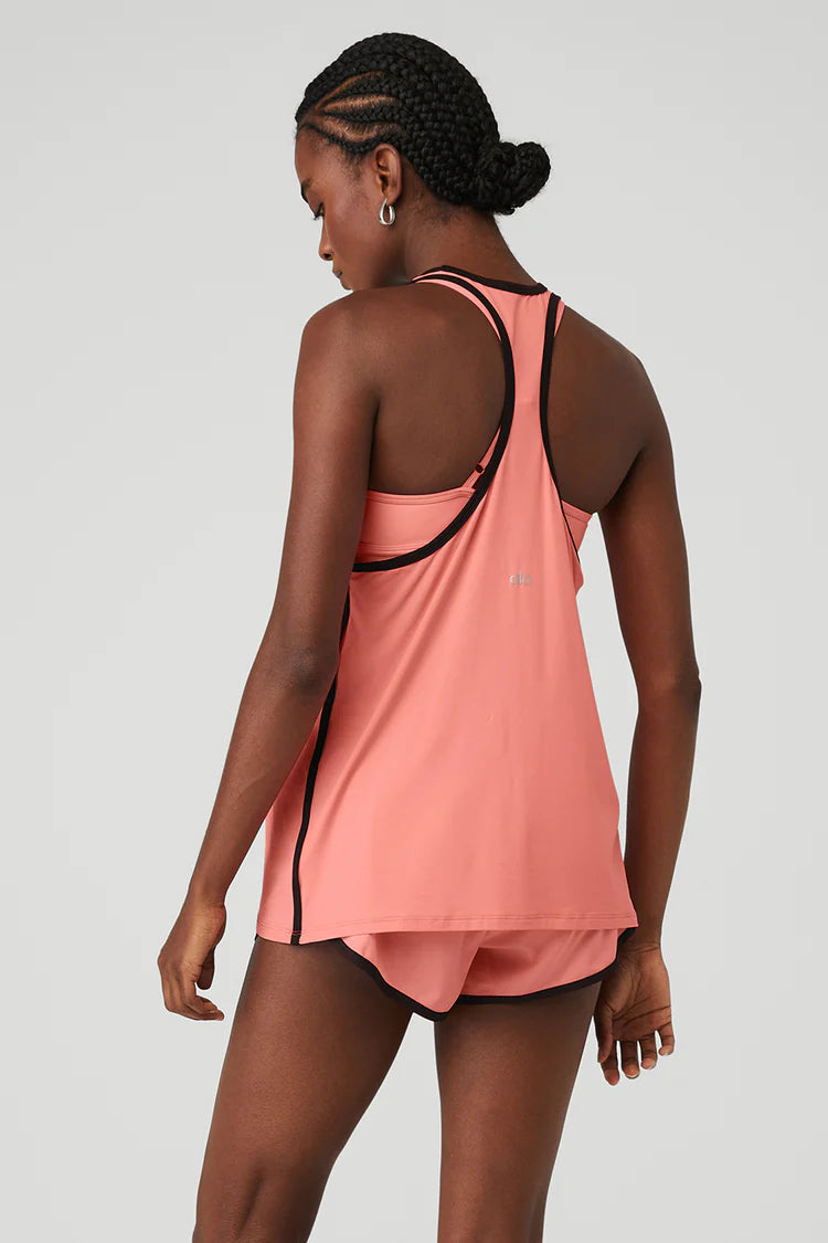 Alo Yoga XS Ivy League Tank - Strawberry Lemonade/Black
