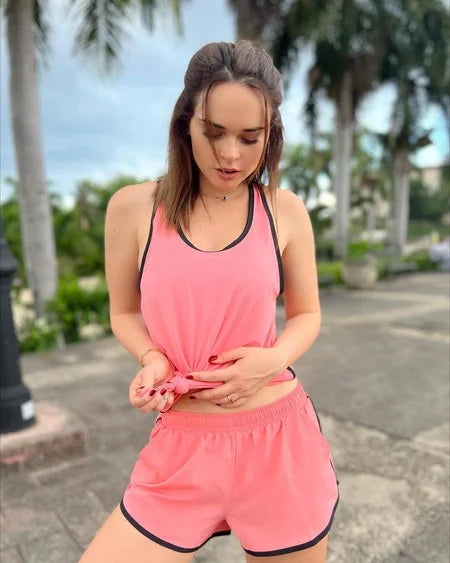 Alo Yoga XS Ivy League Tank - Strawberry Lemonade/Black