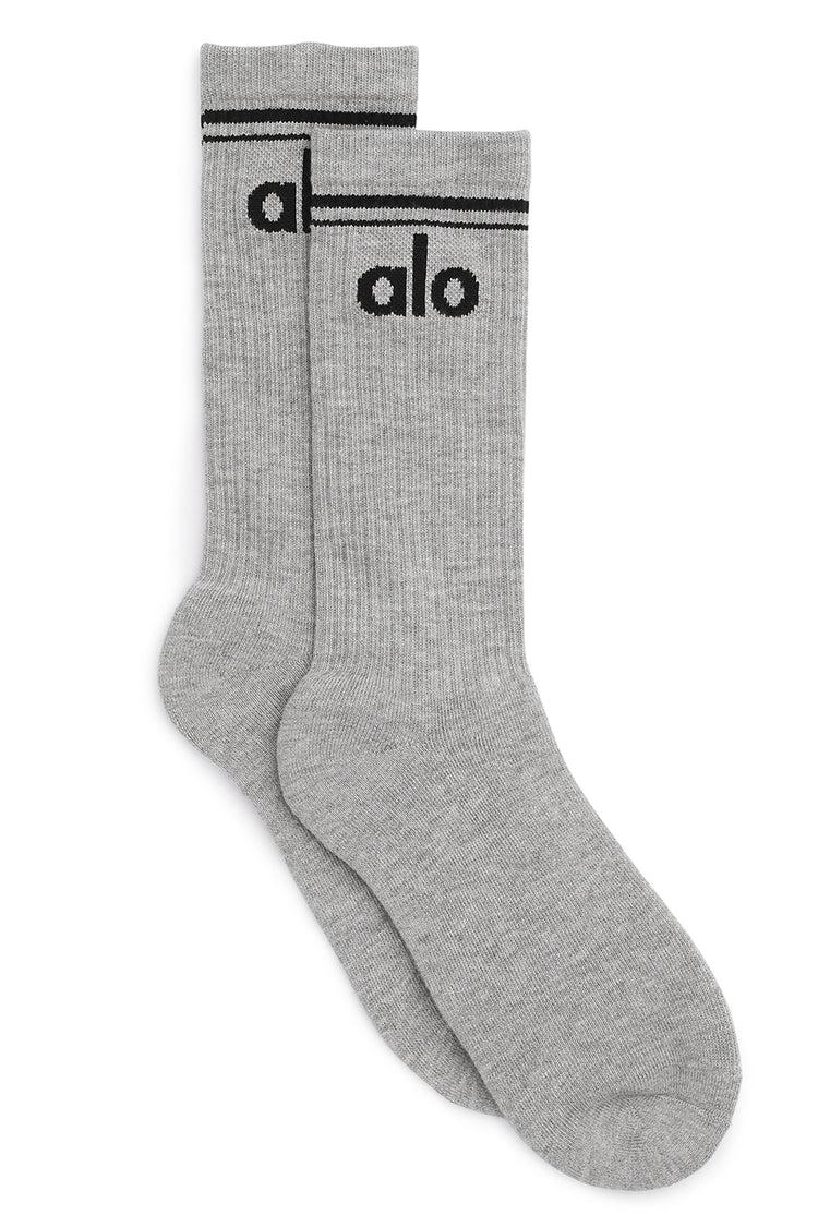 Alo Yoga MEDIUM Unisex Throwback Sock - Atletik Heather Abu-abu/Hitam