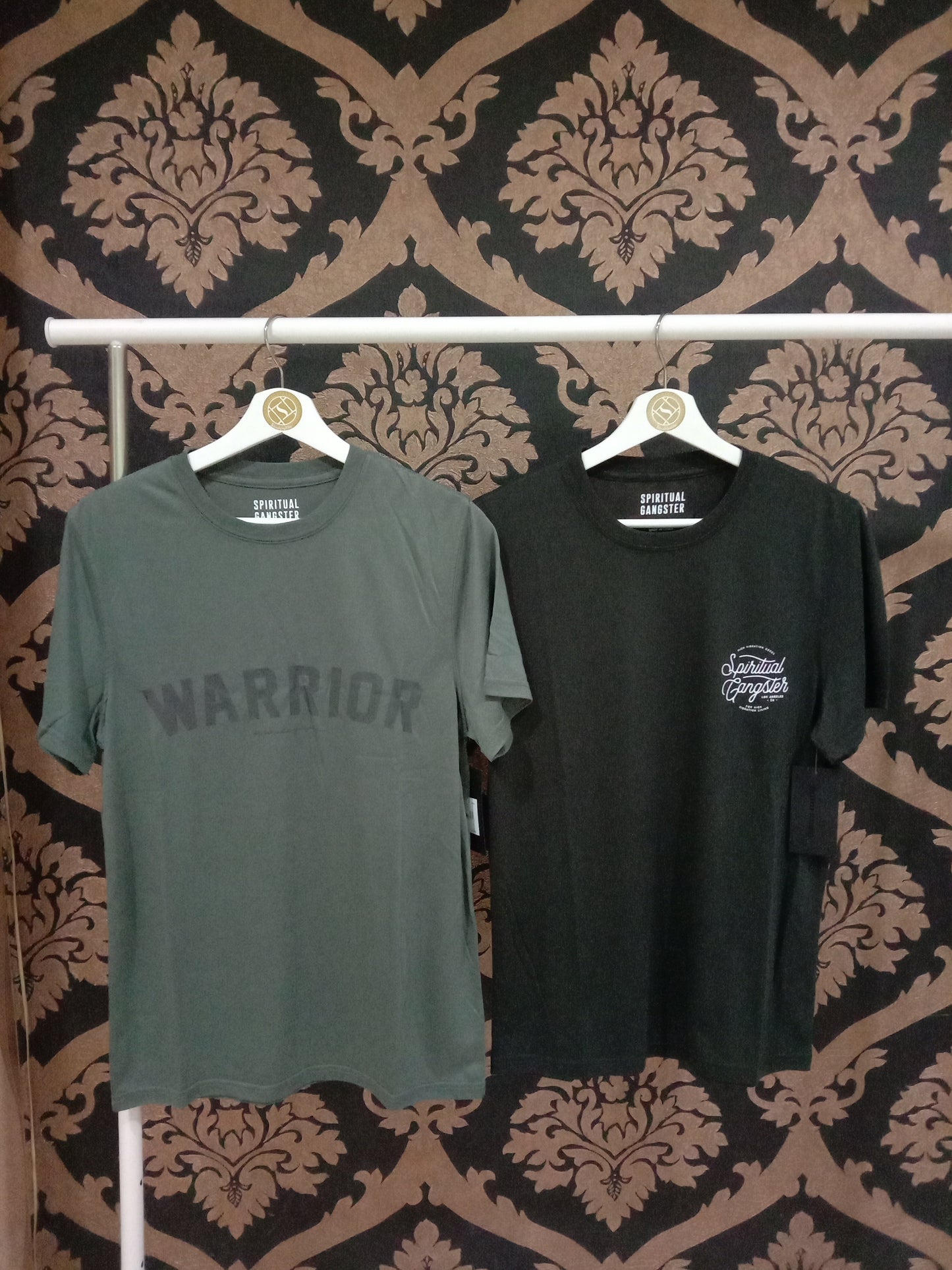 Spiritual Gangster MEDIUM Mens Short Sleeve Warrior Tee - Army