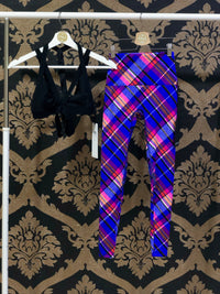 K-Deer XS Textured Plaid 7/8 Sneaker Length Legging - Flex