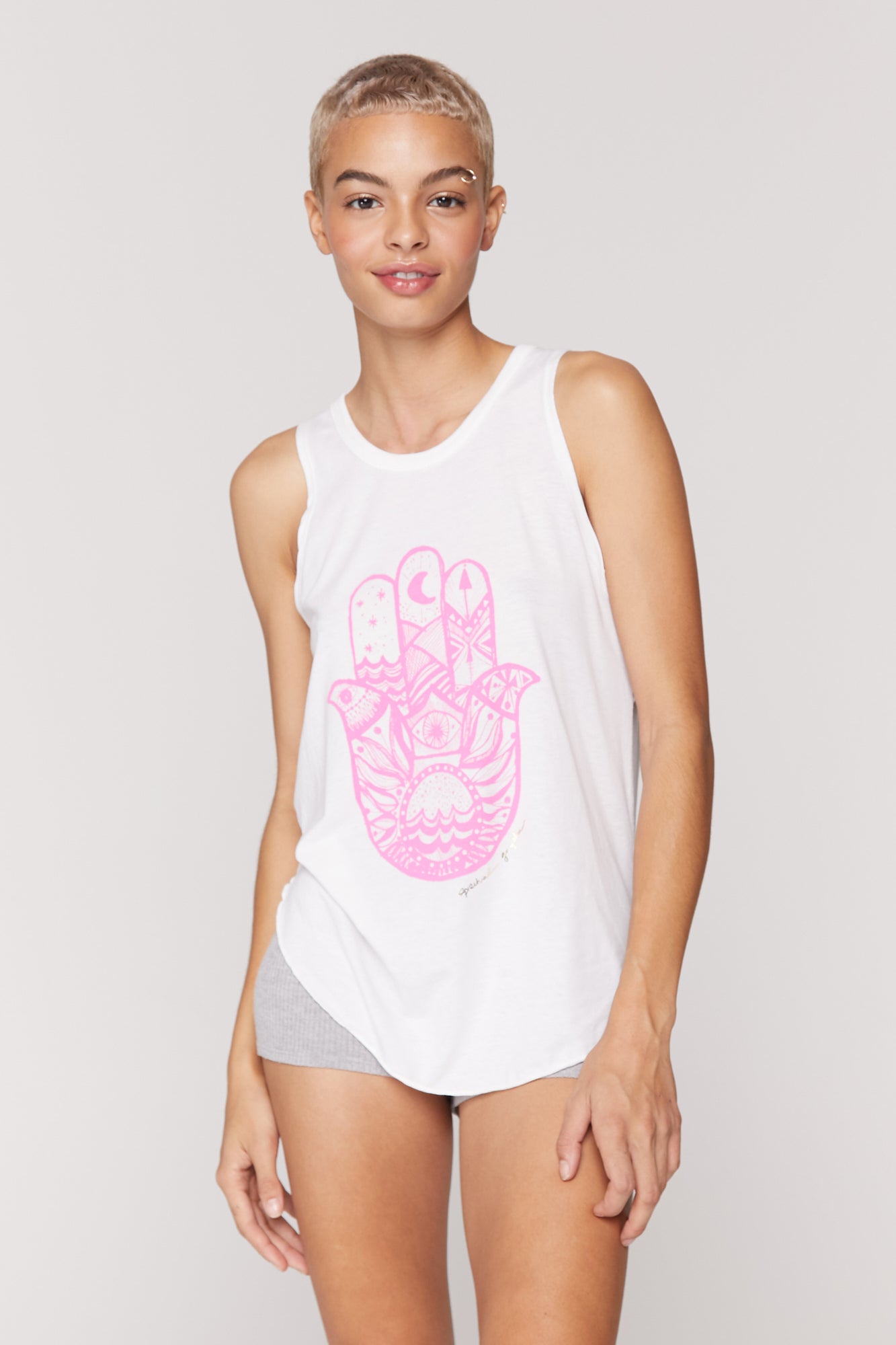 Spiritual Gangster XS Hamsa Studio Tank - Stone