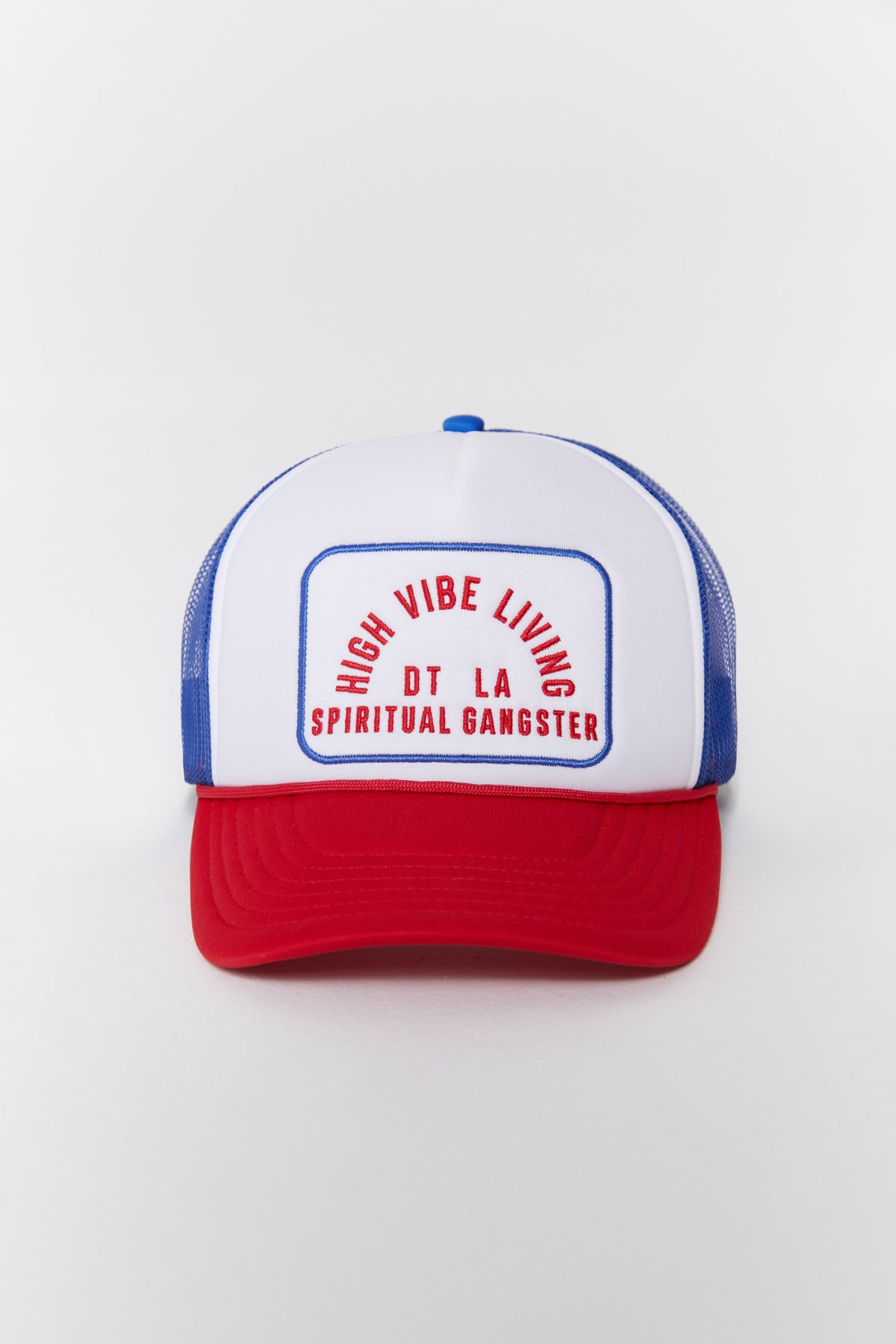 Spiritual Gangster High Vibe Living Trucker Hat blue red at Yoga Republik authorized reseller Bali