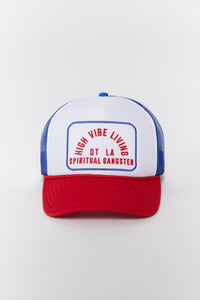 Spiritual Gangster High Vibe Living Trucker Hat blue red at Yoga Republik authorized reseller Bali
