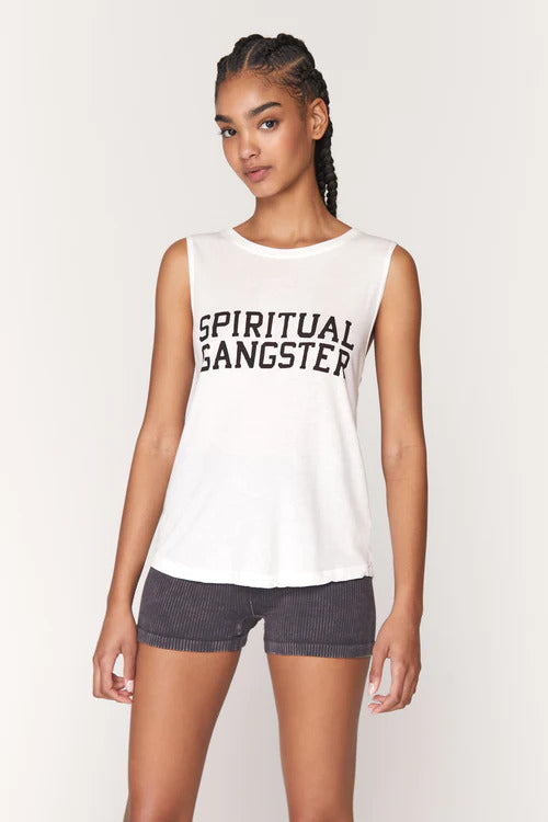 Spiritual Gangster XS Sg Varsity Muscle Tank - Stardust